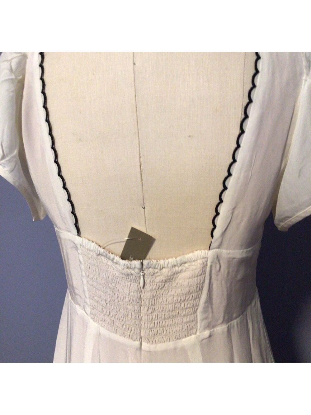 J.Crew White Black Floral Embroidered Empire Waist Maxi Dress Sz 6 Side Slit NWT - Picture 10 of 16